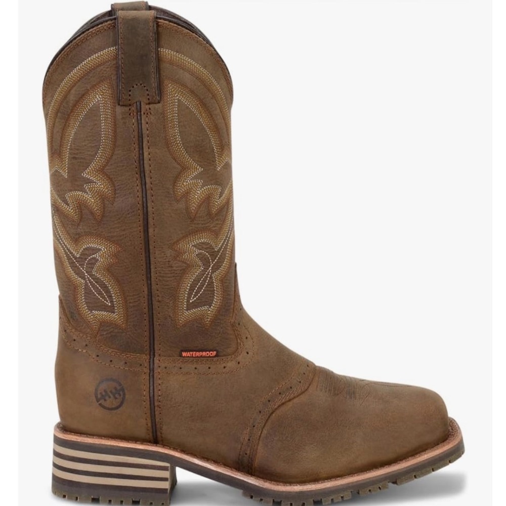 Double H DH5124 Mens 12 D Brown Leather Waterproof Steel Toe Western Work Boots